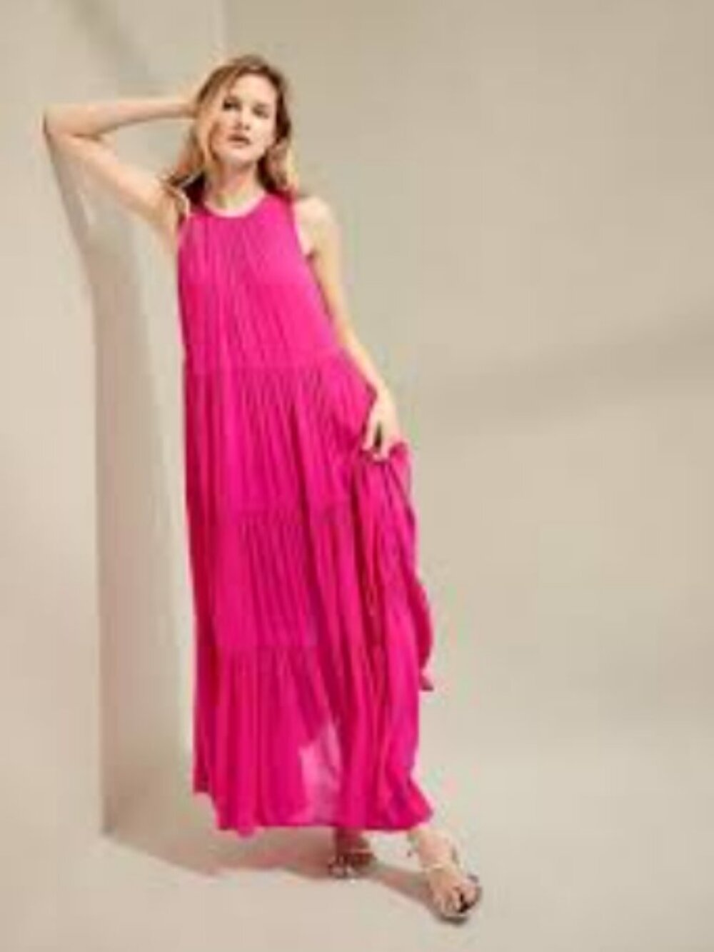 Banana Republic Tiered Maxi Dress - Fuchsia Pink - Petite Small